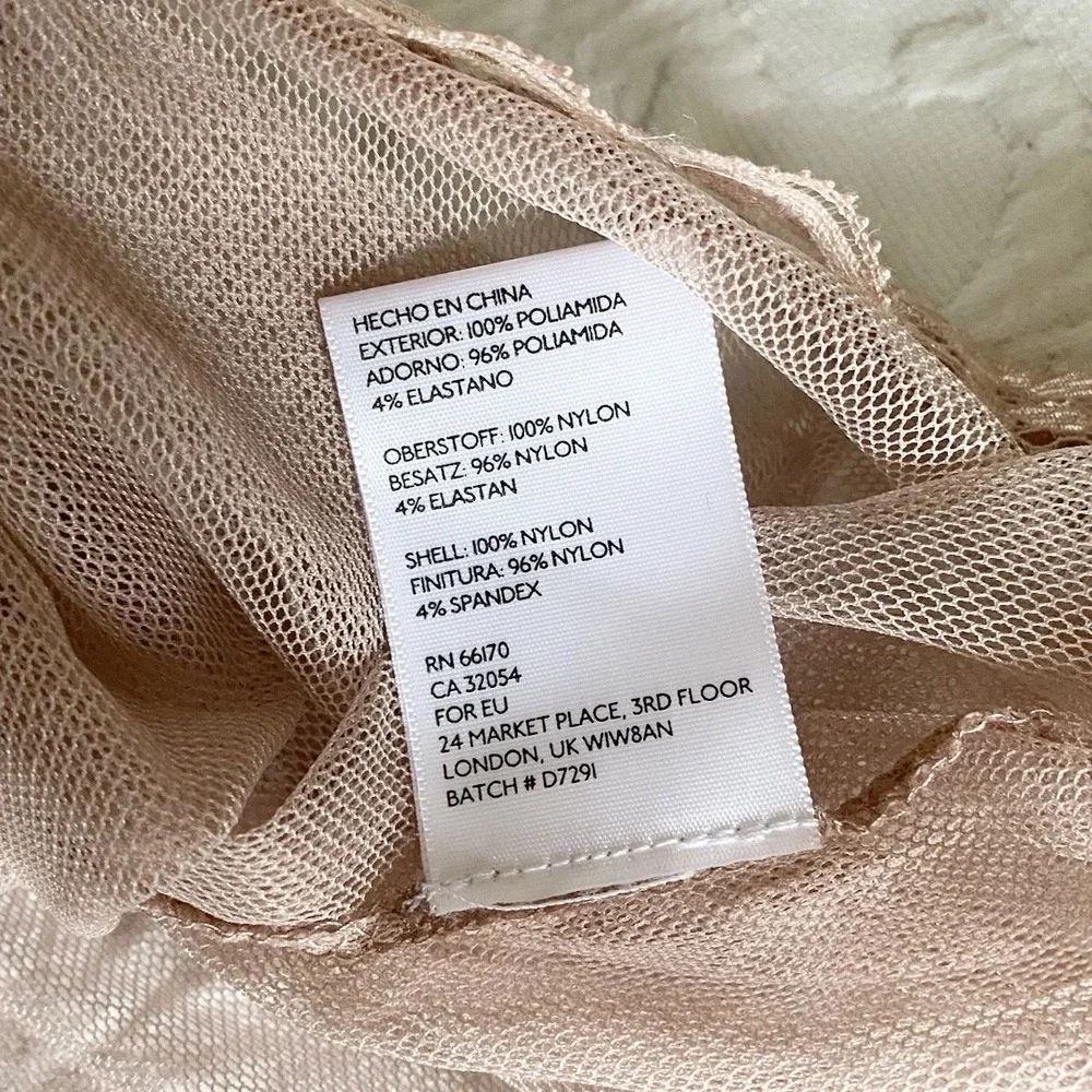 Pins & Needles Lace Mesh Slip Dress S Lingerie Black Nude Sheer Grunge Steampunk - Picture 10 of 11